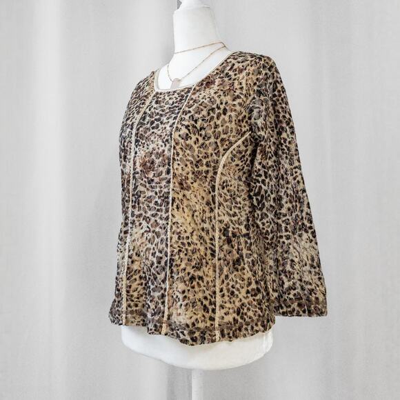 Y2k Lace Leopard Print Long Sleeve Top - Picture 3 of 6